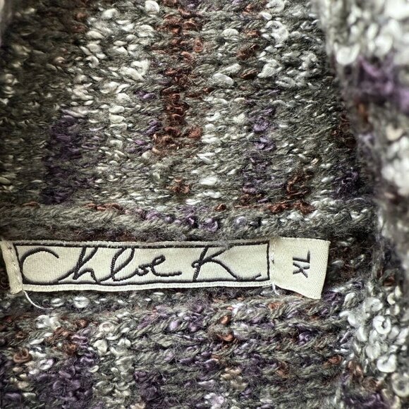 CHLOE K. Poncho Sweater Size XL Gray Knit Cowl Neck Womens Top - Picture 6 of 7